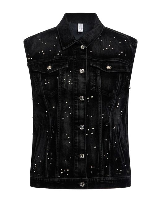 Liu Jo Black Denim Outerwear Cotton, Elastane