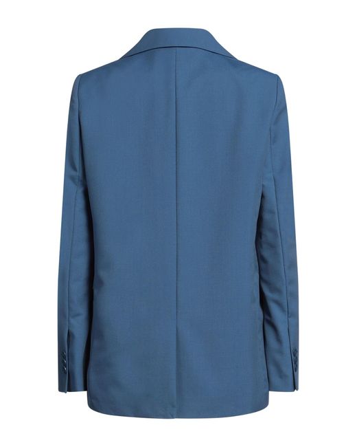 Maje Blue Blazer Polyester, Modal, Virgin Wool