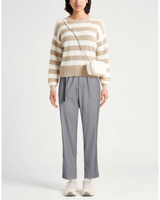 White Sand Gray Pants Polyester, Viscose, Elastane