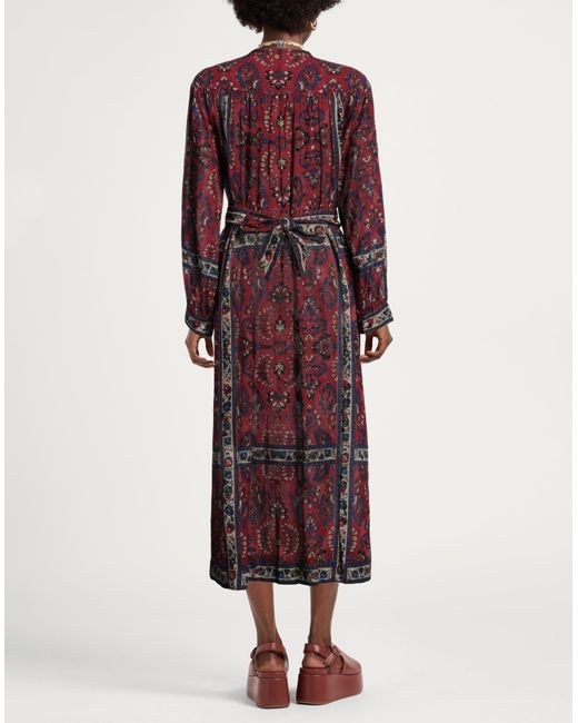 Antik Batik Red Burgundy Midi Dress Cotton