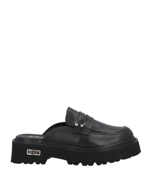 Cult Black Mules & Clogs Leather