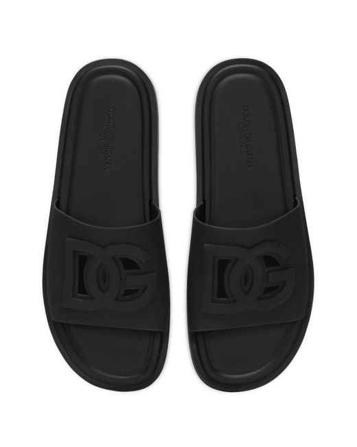 Dolce & Gabbana Pantoletten mit Logo-Prägung in Black für Herren