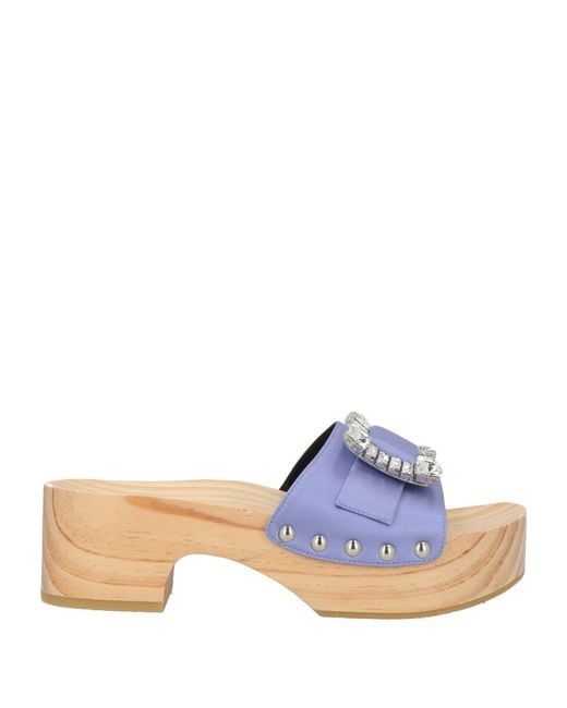 Sergio Rossi Blue Lilac Mules & Clogs Textile Fibers