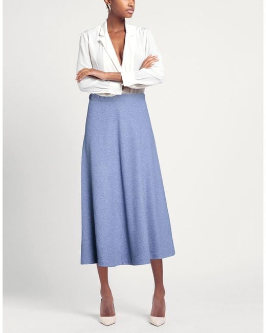 Niu Blue Midi Skirt Polyester, Viscose, Cotton, Elastane