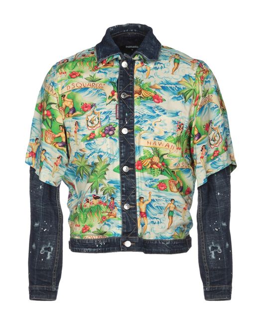 DSquared² Green Denim Outerwear Cotton, Elastane for men