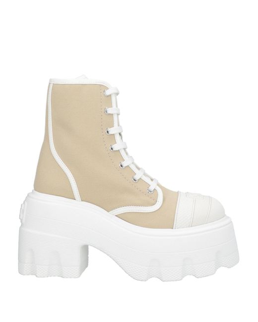 Casadei White Ankle Boots Textile Fibers, Leather