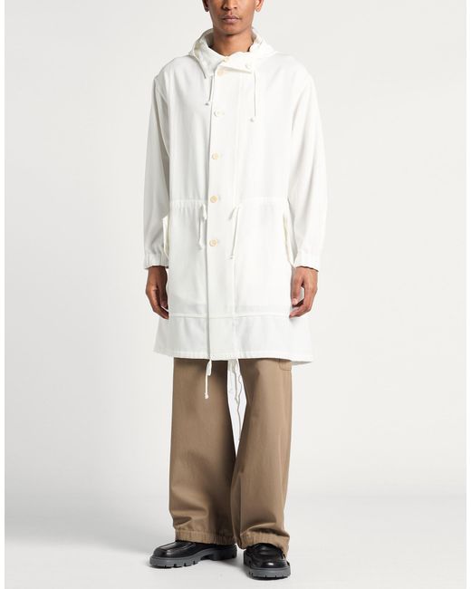 Comme des Garçons White Overcoat & Trench Coat Polyester for men