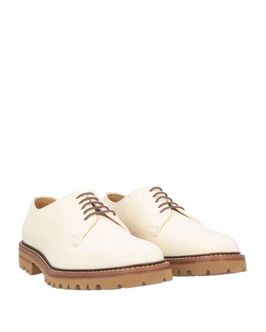 Brunello Cucinelli White Lace-Up Shoes Leather for men
