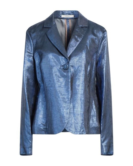 Maliparmi Blue Blazer Viscose, Linen, Polyester