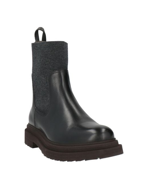 Brunello Cucinelli Black Ankle Boots Leather