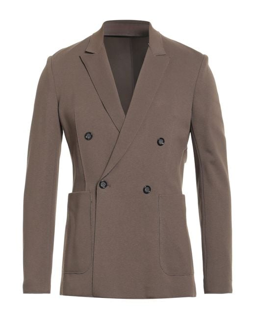Paolo Pecora Brown Blazer Viscose, Polyamide, Elastane for men