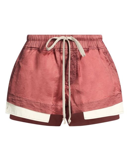 Rick Owens Red Shorts & Bermuda Shorts Cupro
