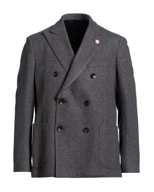 Lardini Black Charcoal Blazer Virgin Wool, Polyamide for men