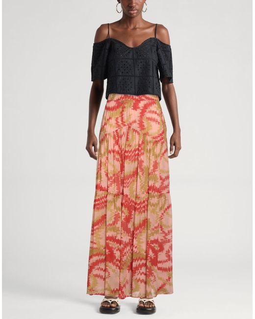 Dondup Red Maxi Skirt Viscose