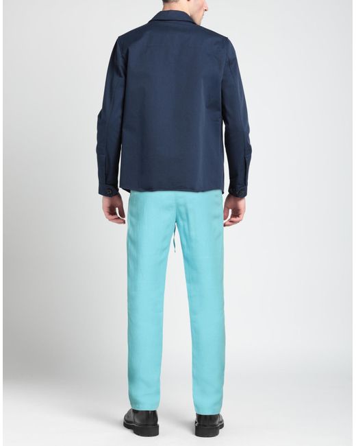 120% Lino Blue Pants for men
