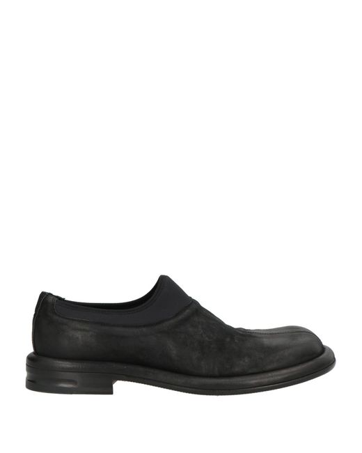 Mattia Capezzani Black Loafers Leather, Textile Fibers for men