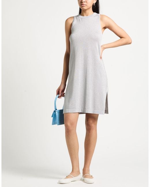 Peserico White Light Mini Dress Cotton, Viscose, Metallic Fiber