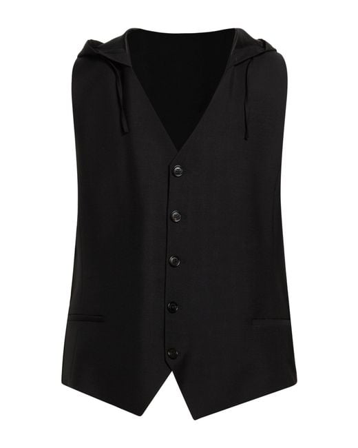 Kris Van Assche Black Tailored Vest Cotton, Mohair Wool for men
