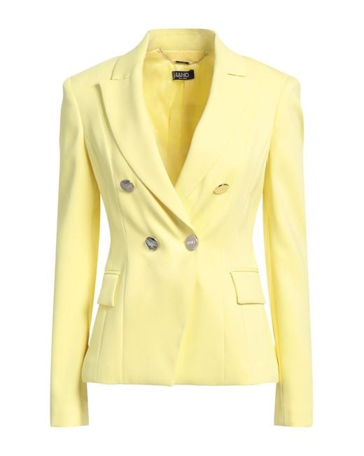Liu Jo Yellow Blazer Viscose, Polyester, Elastane
