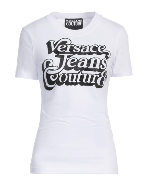 Versace Jeans Couture White Crystal-Embellished Cotton Crewneck T-Shirt