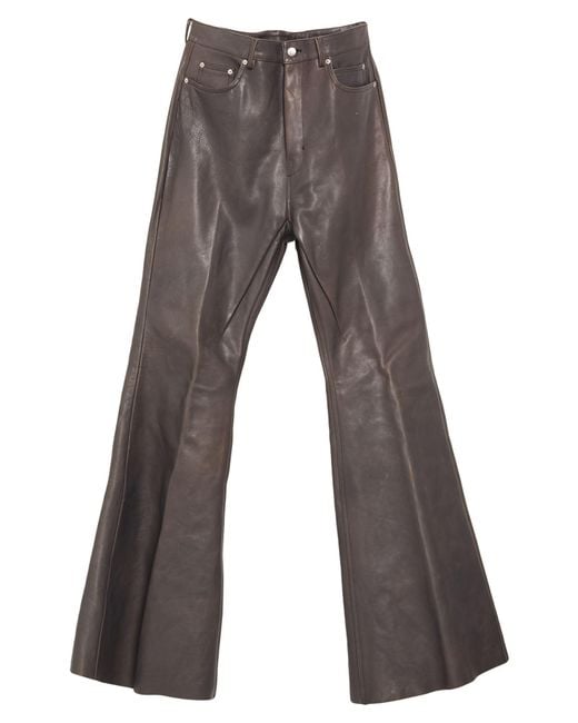 Rick Owens Gray Taupe Pants Calfskin for men