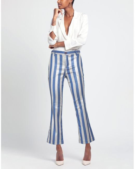 I LOVE MP Blue Pants Viscose, Polyamide, Polyester, Elastane