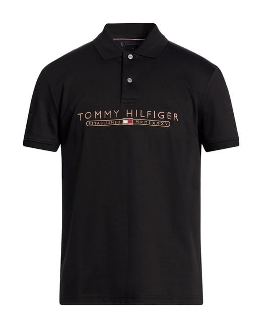 Tommy Hilfiger Black Polo Shirt Cotton, Elastolefin for men