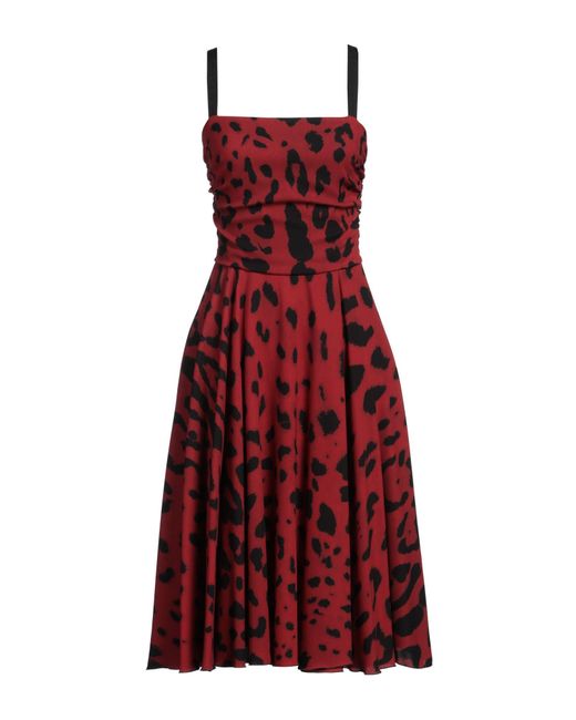 Dolce & Gabbana Red Midi Dress Silk, Elastane, Polyester, Polyamide