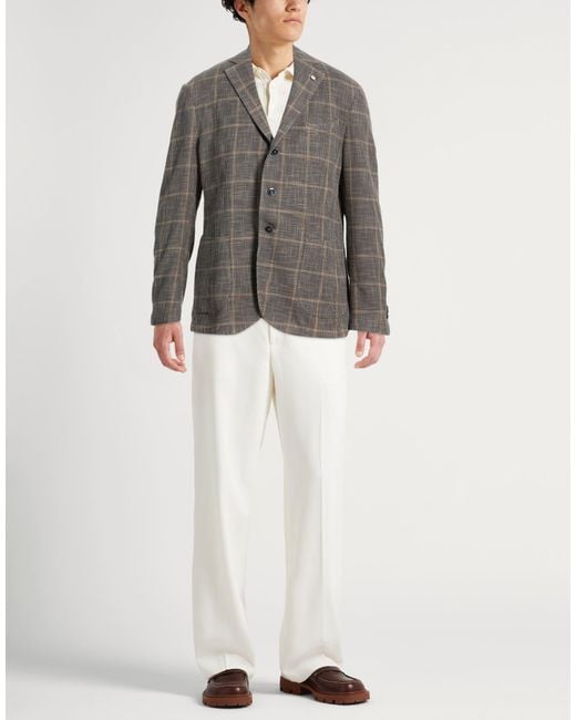 L.b.m. 1911 Gray Midnight Blazer Cotton, Silk for men