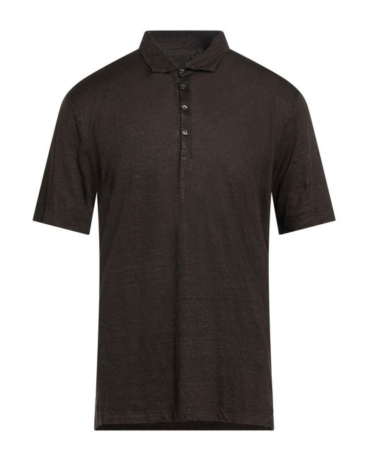 120% Lino Black Polo Shirt Linen for men