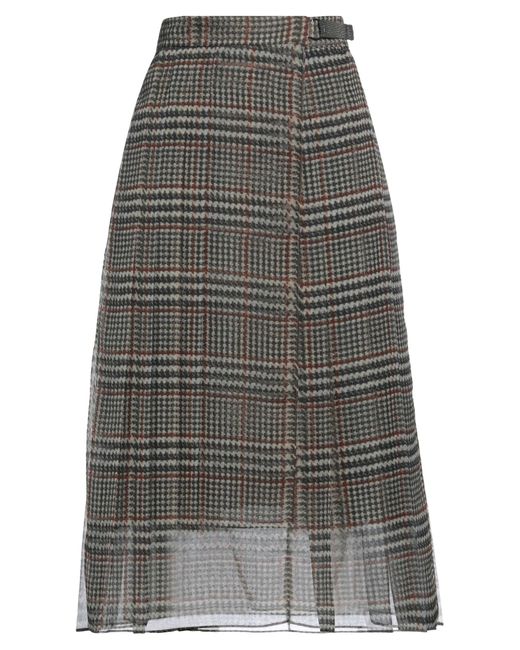 Brunello Cucinelli Gray Midi Skirt