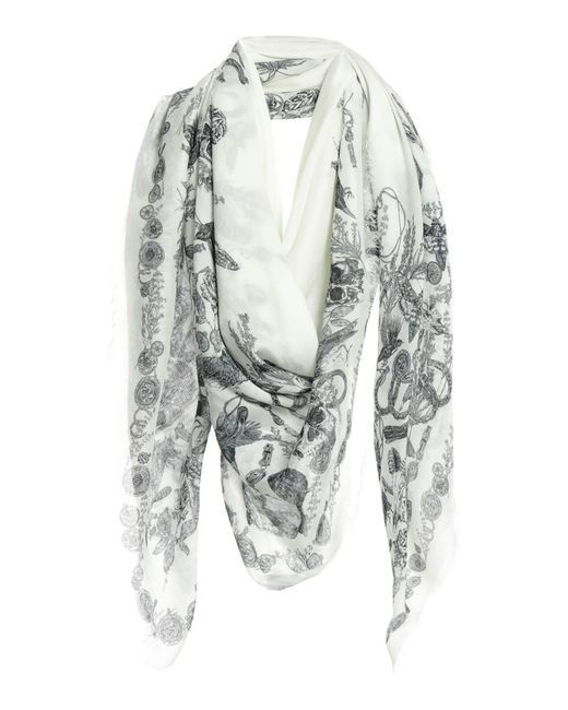 McQueen White Scarf for men