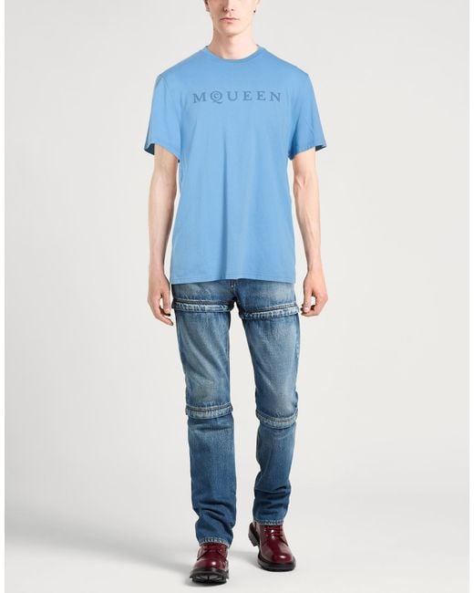 McQueen Blue T-Shirt Cotton, Polyamide for men