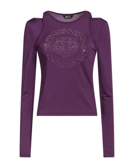 Just Cavalli Purple T-Shirt Viscose, Elastane