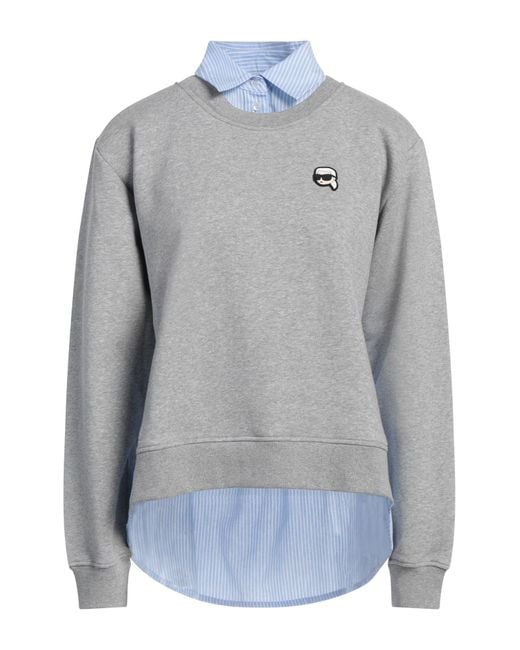 Karl Lagerfeld Gray Ikon Fabric Mix Sweatshirt