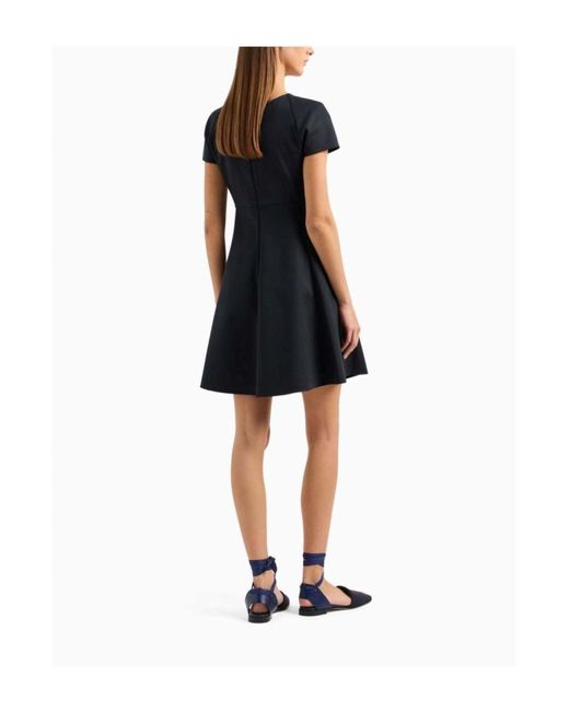 Emporio Armani Black Ausgestelltes Kleid Mit Tellerrock Aus Baumwolle