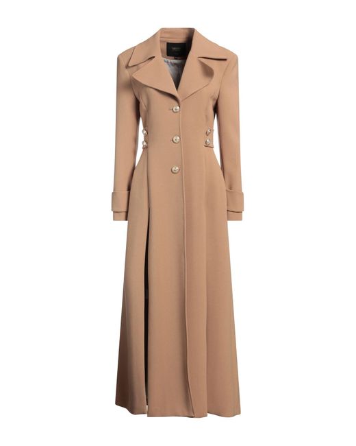 Babylon Natural Camel Overcoat & Trench Coat Polyester, Viscose, Elastane