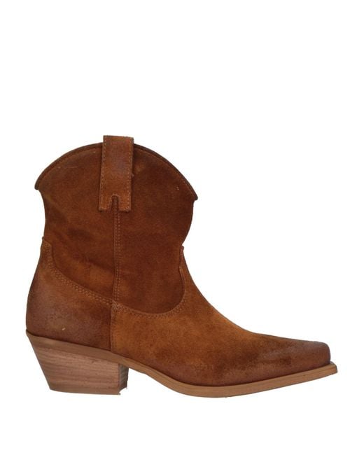 METISSE Brown Ankle Boots Leather