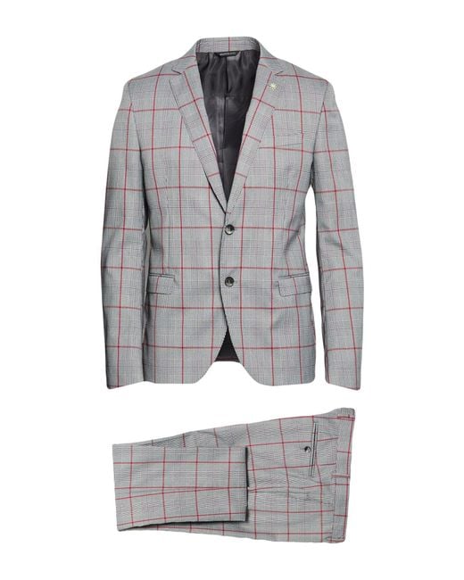 Manuel Ritz Gray Suit Polyester, Viscose, Elastane for men