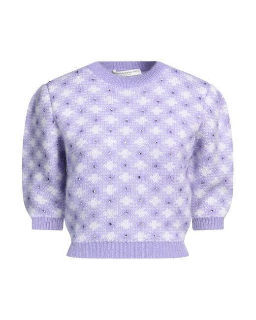 Alessandra Rich Blue Light Sweater Mohair Wool, Wool, Polyamide