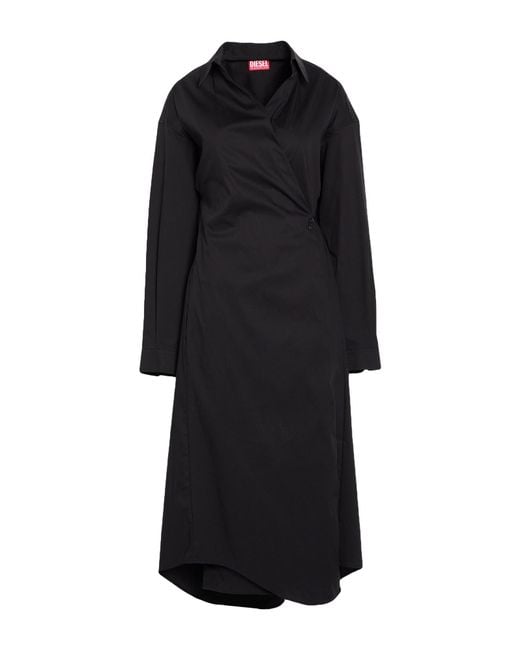 DIESEL Black Midi Dress Cotton, Polyamide, Elastane
