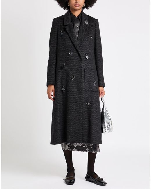 Shirtaporter Black Coat Wool, Polyamide, Polyester