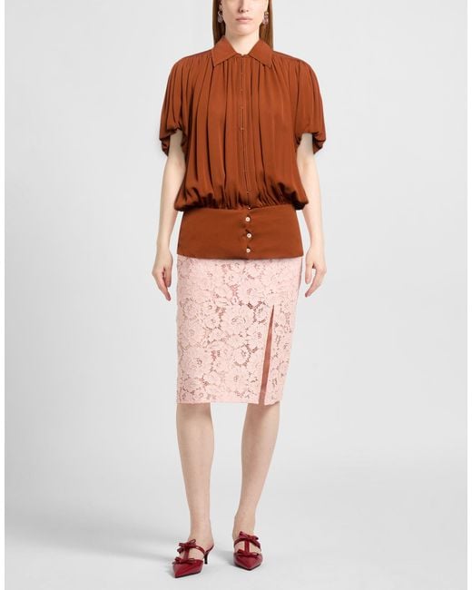 Lanvin Brown Camel Top Silk