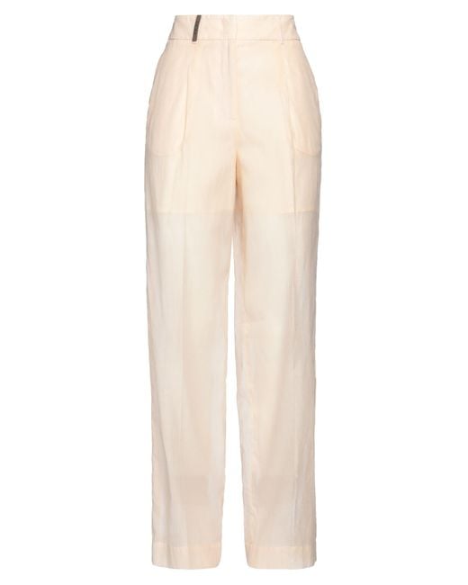 Peserico White Pants Cotton, Silk