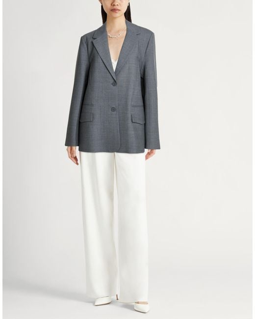 Semicouture Gray Blazer Polyester, Wool, Elastane