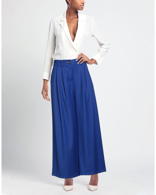 CROCHÈ Blue Pants Polyester, Viscose, Elastane