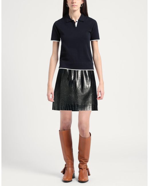 THE M.. Black Mini Skirt Polyurethane, Polyester