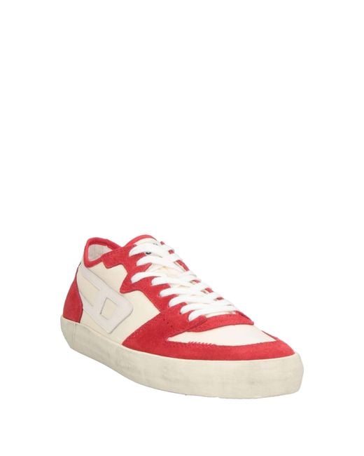DIESEL Red Sneakers Cow Leather, Polyester for men