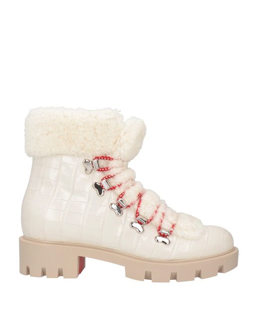 Christian Louboutin White Edelvizir Croc-embossed Leather & Shearling Bootie