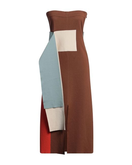 Fendi Brown Midi Dress Wool, Polyamide, Elastane